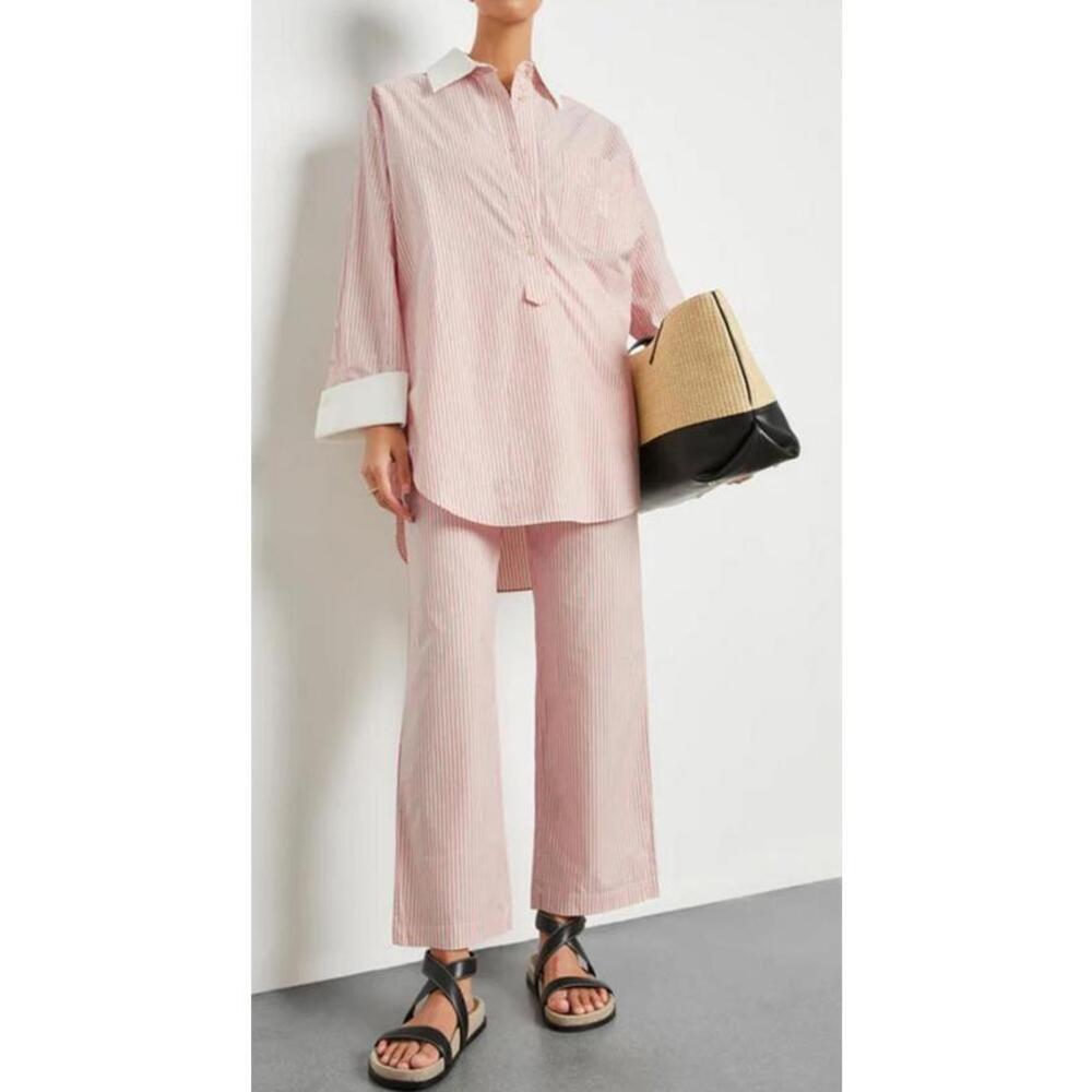 NWOT MALENE BIRGER Maye Pink Stripe Oversized Shirt|Scandi-Chic Coastal|Size 10 - Picture 3 of 7